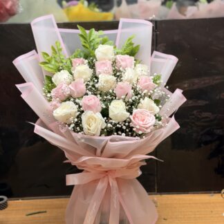 Pink & White Rose Pastel Charm-By PGA