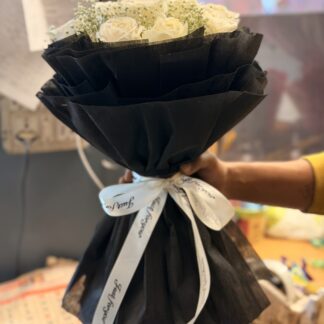 White Roses In Black Wrap-By PGA