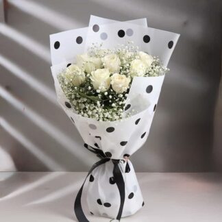White Roses Bouquet In Premium Packing