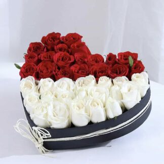Two Colours Of Roses Heart Box