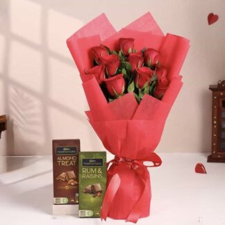 Beautiful Red Roses With Chocolates