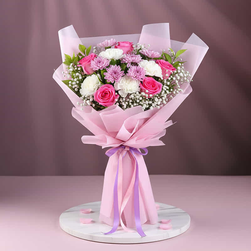 Pink & White Mix Flower Bouquet