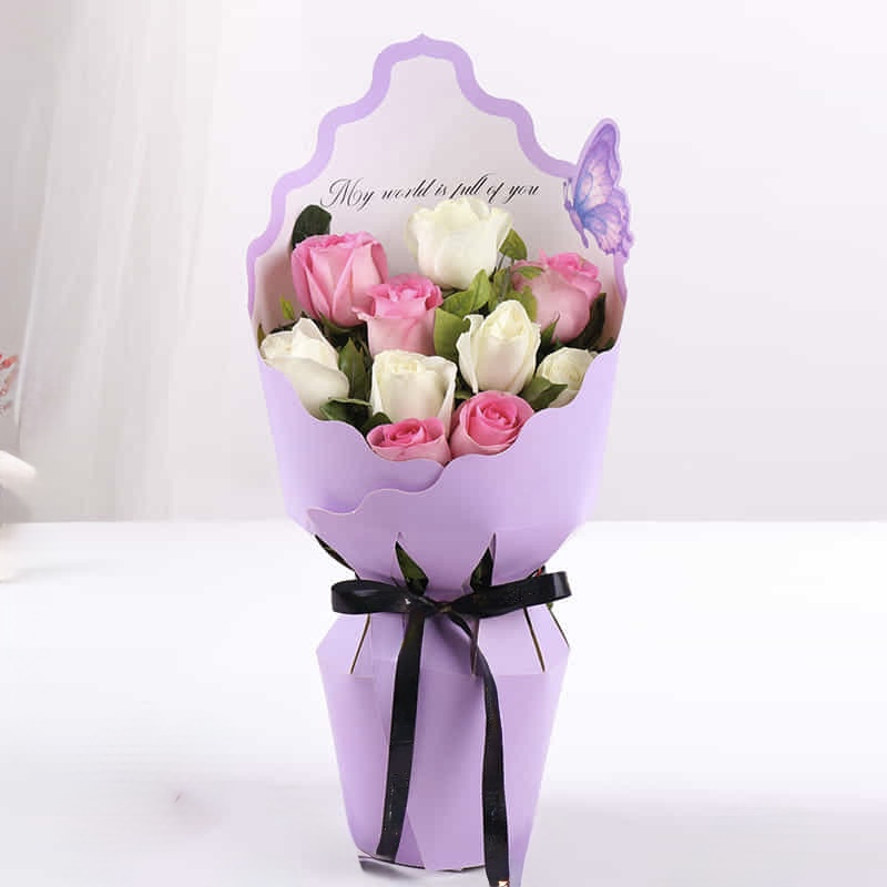 White n Pink Roses in Sleeve