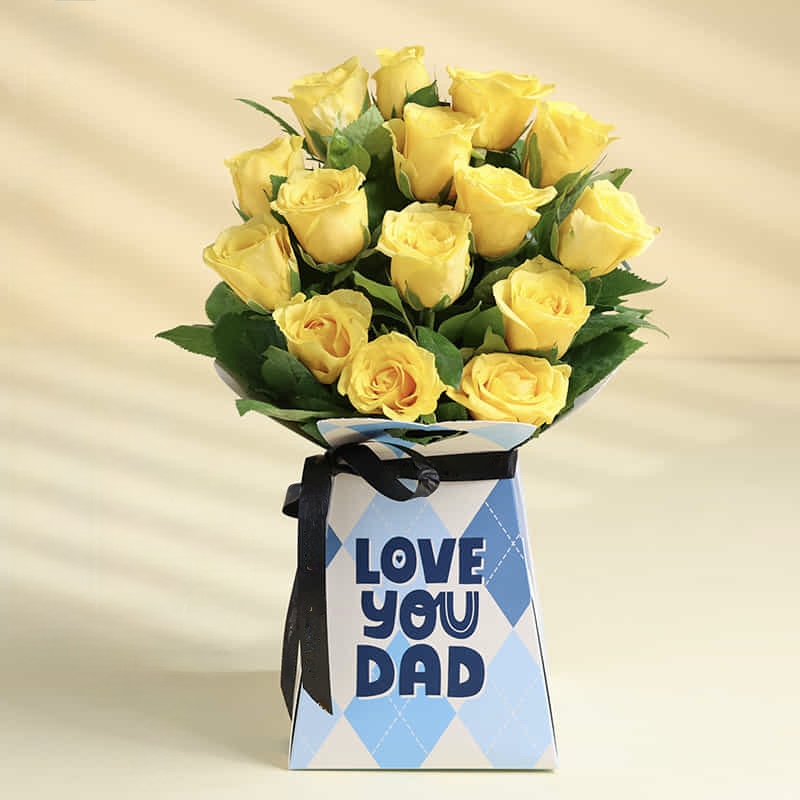 Bright Yellow Roses For Dad