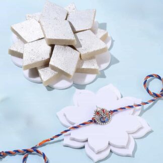 Divine Ganesha Rakhi With Kaju Katli