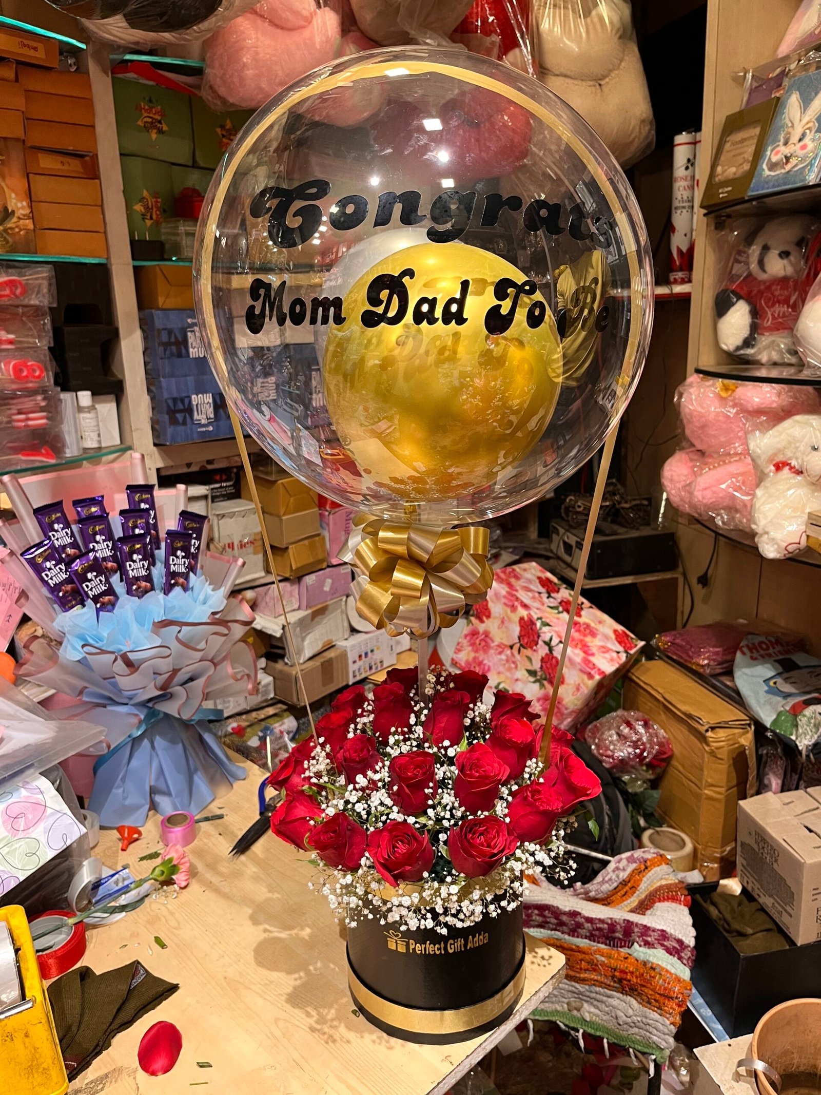 Golden Silver Balloon Bouquet