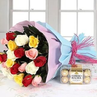 Mix Roses & Ferrero Rocher Box