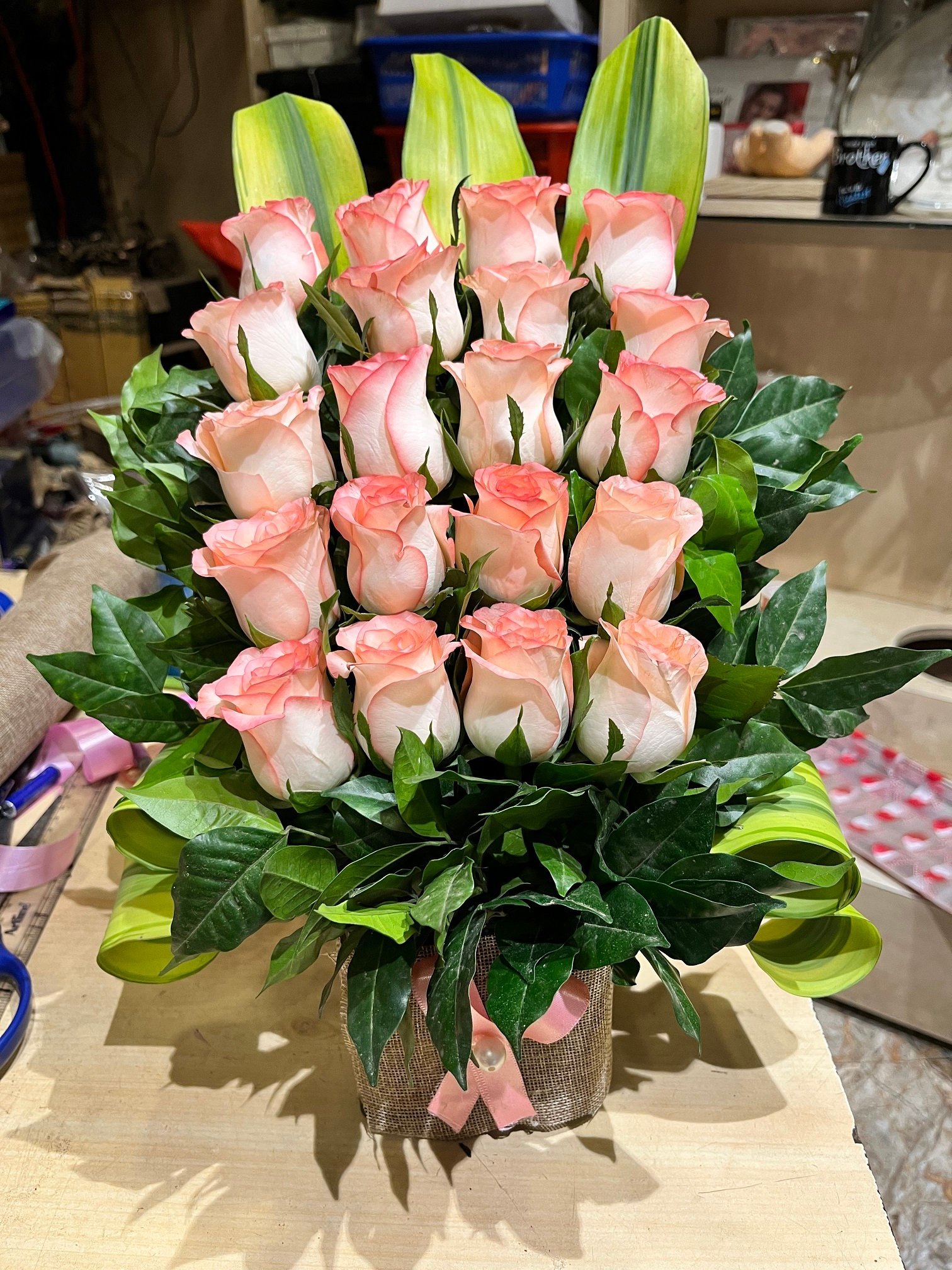 Glass Vase Pink Arrangement
