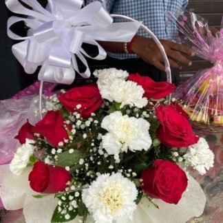 Rose & Carnation Basket Arrangement