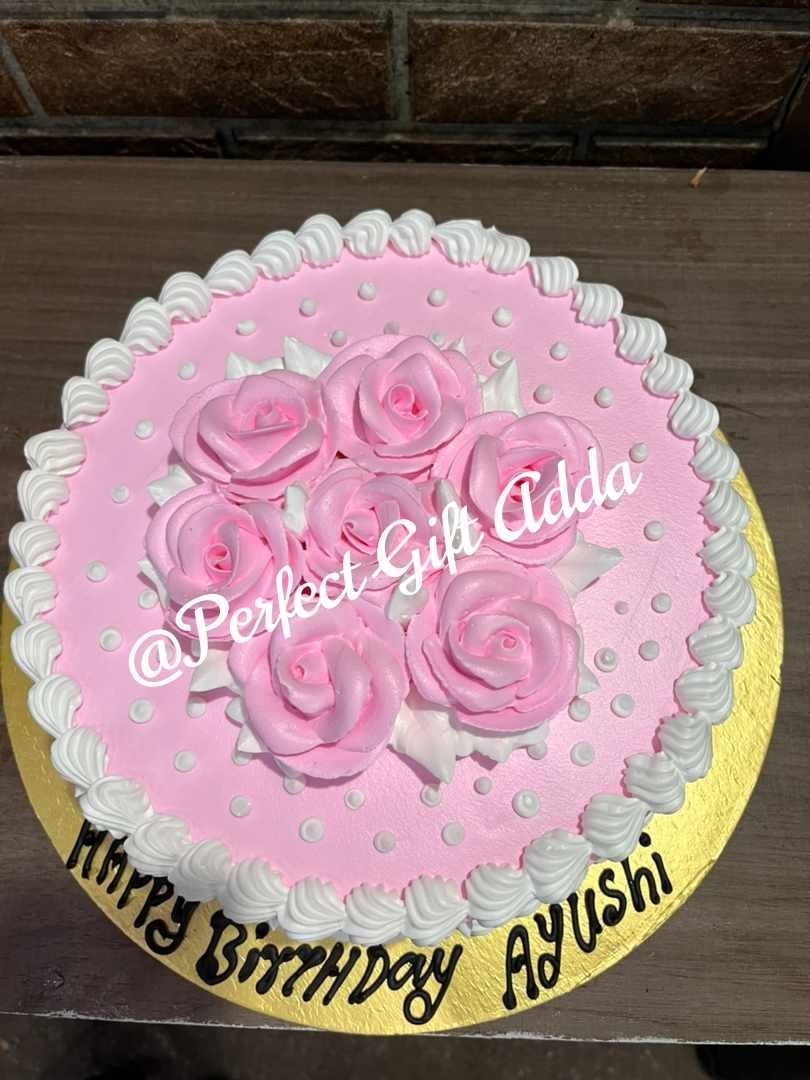 Pinkish Floral Butterscotch Cake-1 kg - Image 2