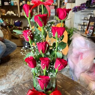 Glass Vase Red Rose Arrangement