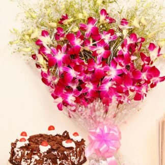 Purple Orchids N Black-Forest Cake