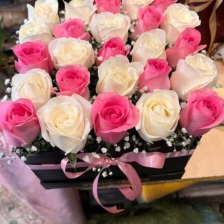 White n Pink Roses Box