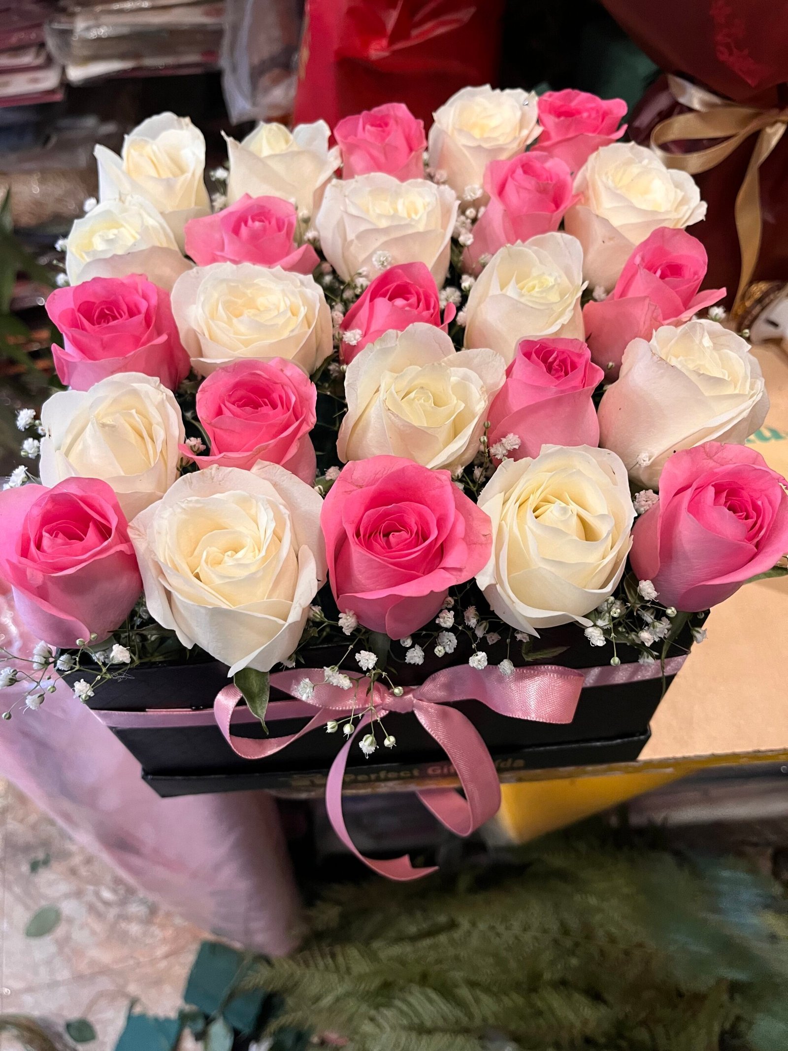White n Pink Roses Box