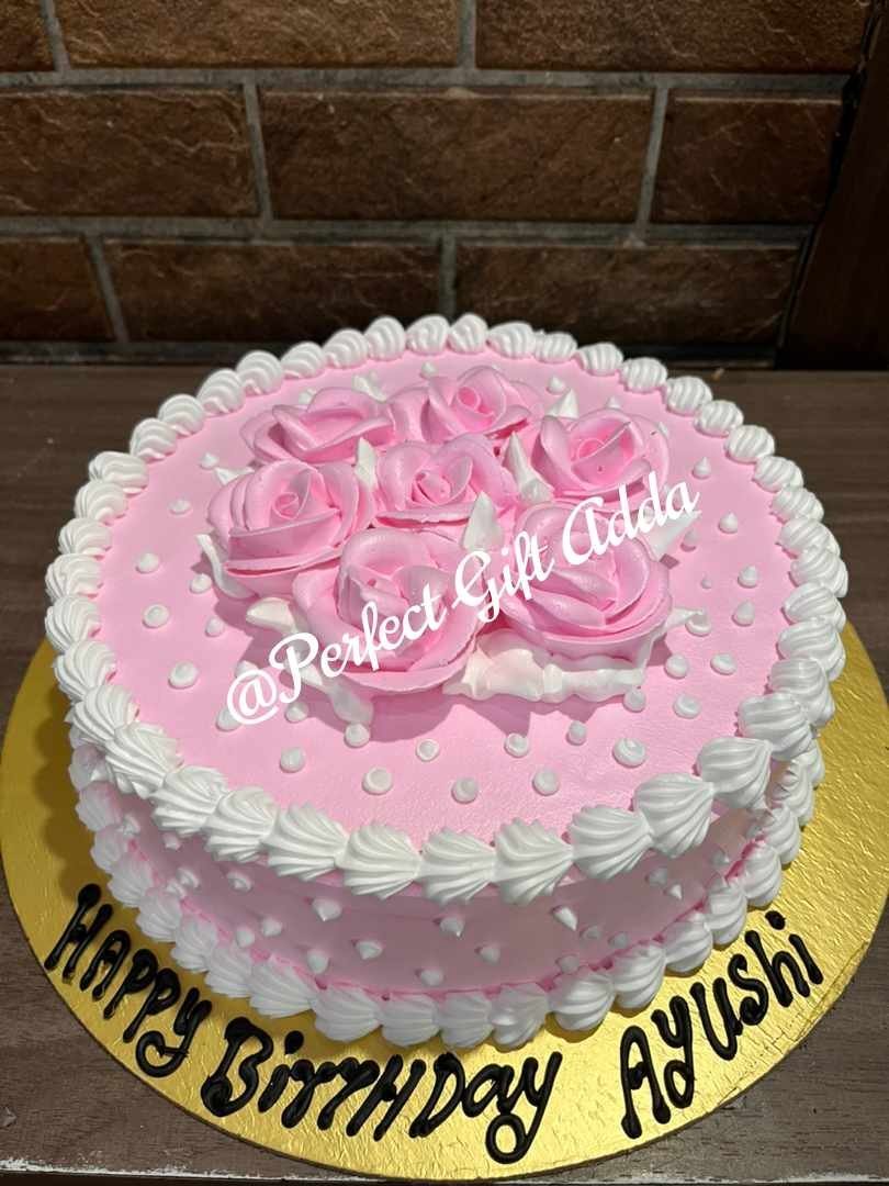Pinkish Floral Butterscotch Cake-1 kg