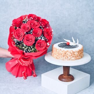 Red Roses n Butterscotch Cake