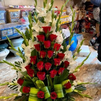 White n Red Basket Arrangement