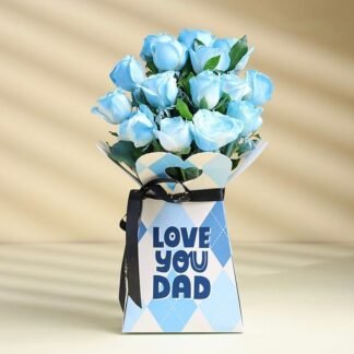 Special Blue Roses Bouquet For Dad