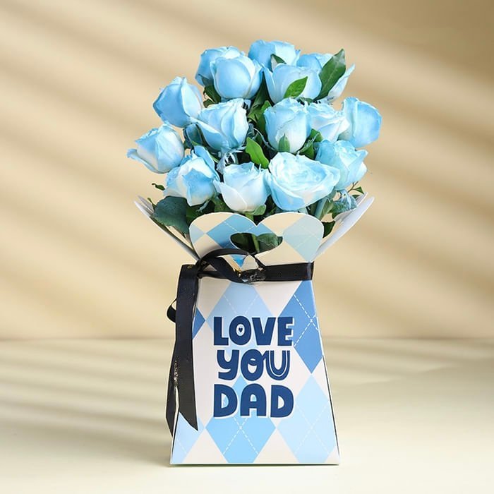 Special Blue Roses Bouquet For Dad