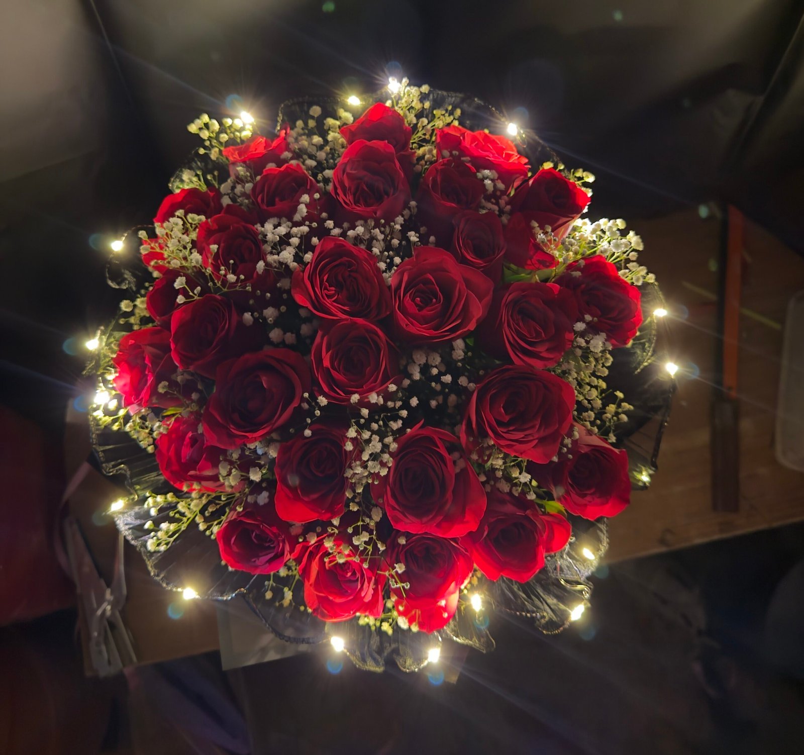 LED Red Roses Brighten Bouquet - Image 2