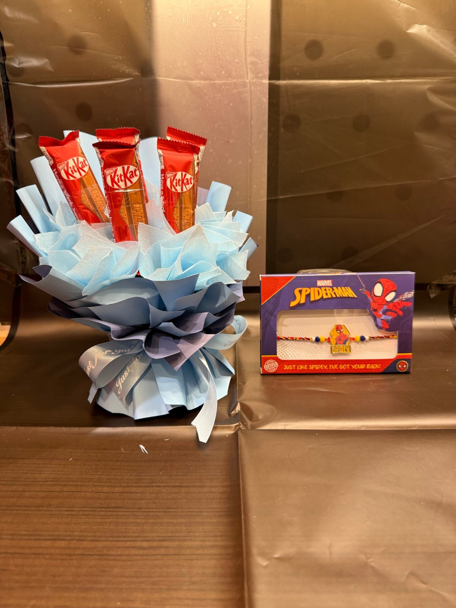 Spidy Kids Rakhi With Chocolate Bouquet