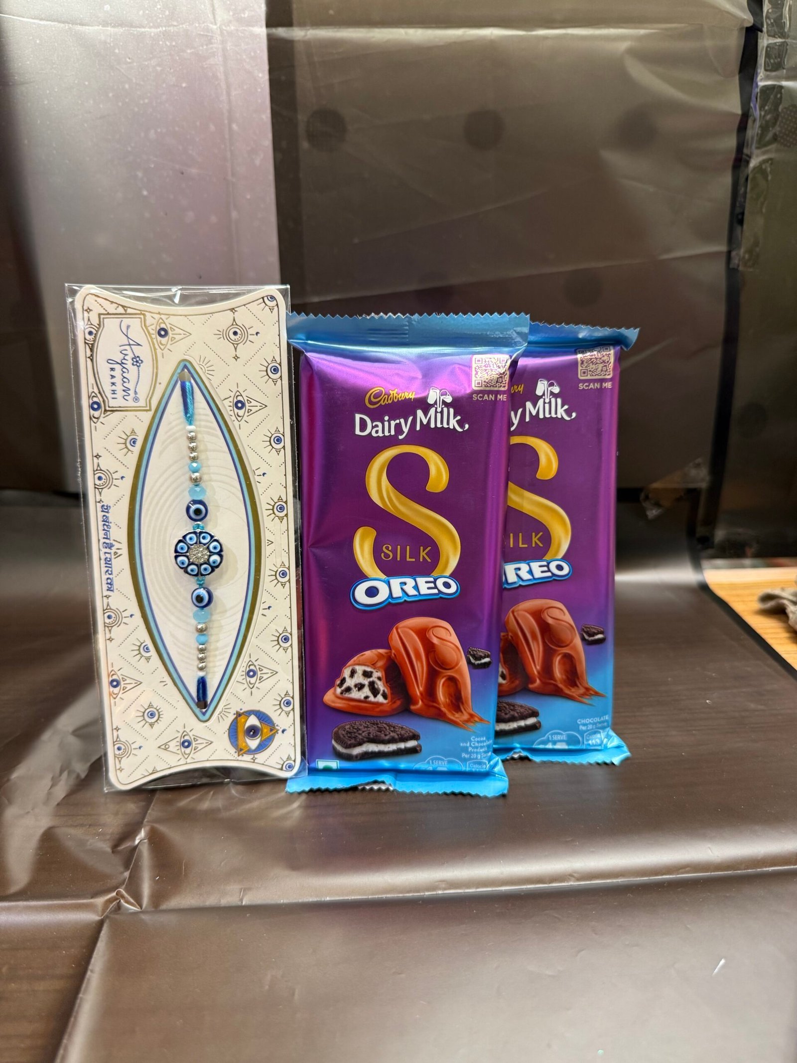 Single Premium Evil Eye Rakhi With Oreo Chocolate