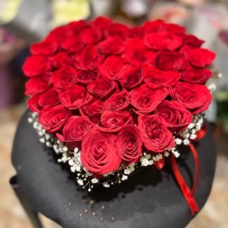 Heart shape Red Roses box Arrangement