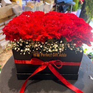 Red Carnations Box Arrangement