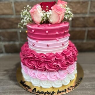 Pink Trio 2 Tier Chocolate Cake