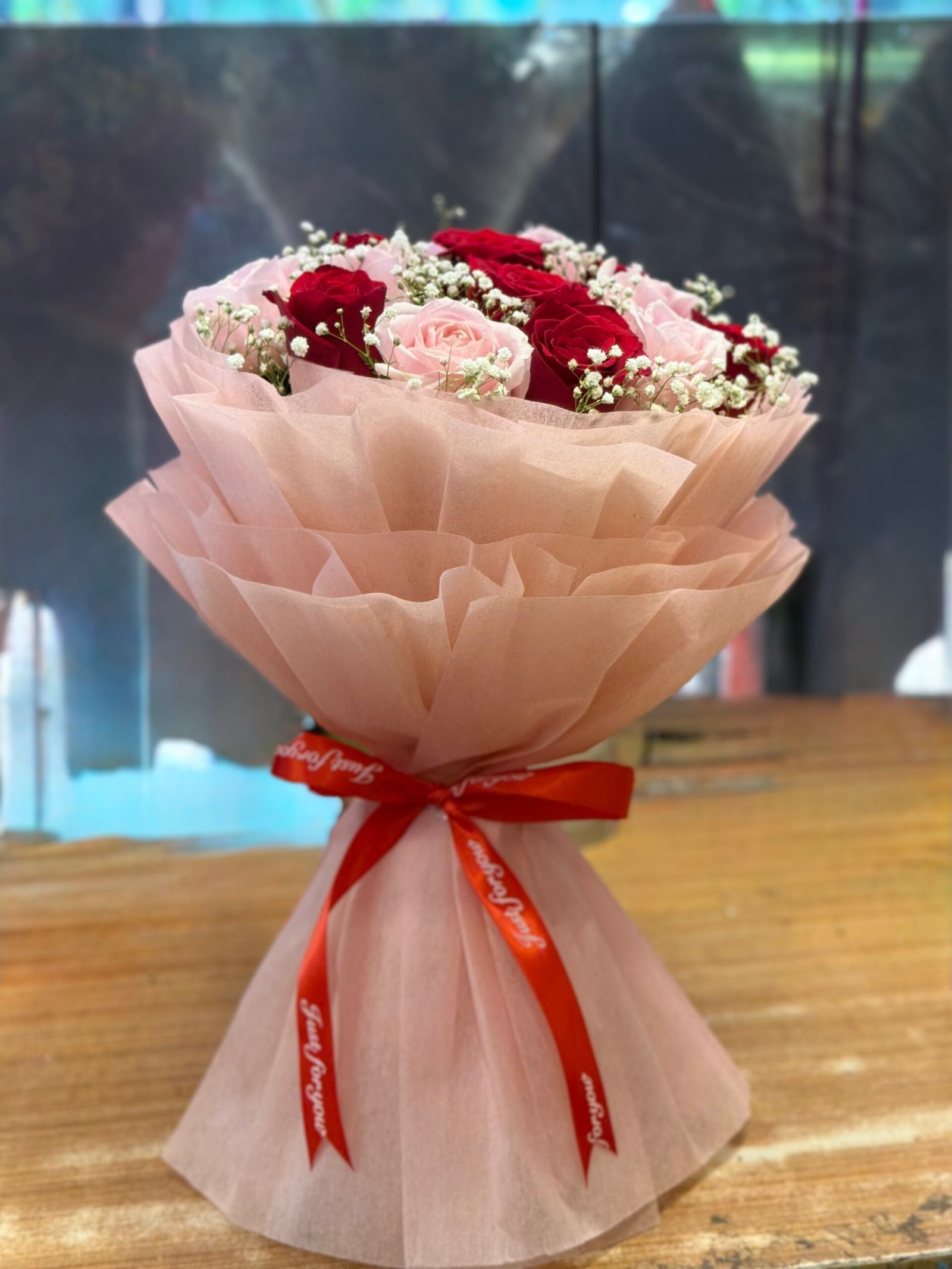 Sweet Pink & Red Roses Bouquet-By PGA
