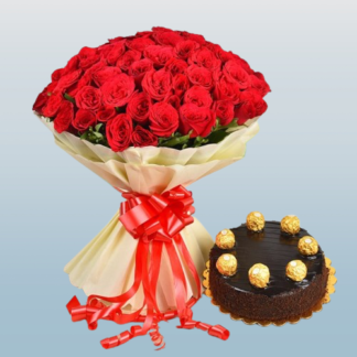 100 Red Roses N Cake