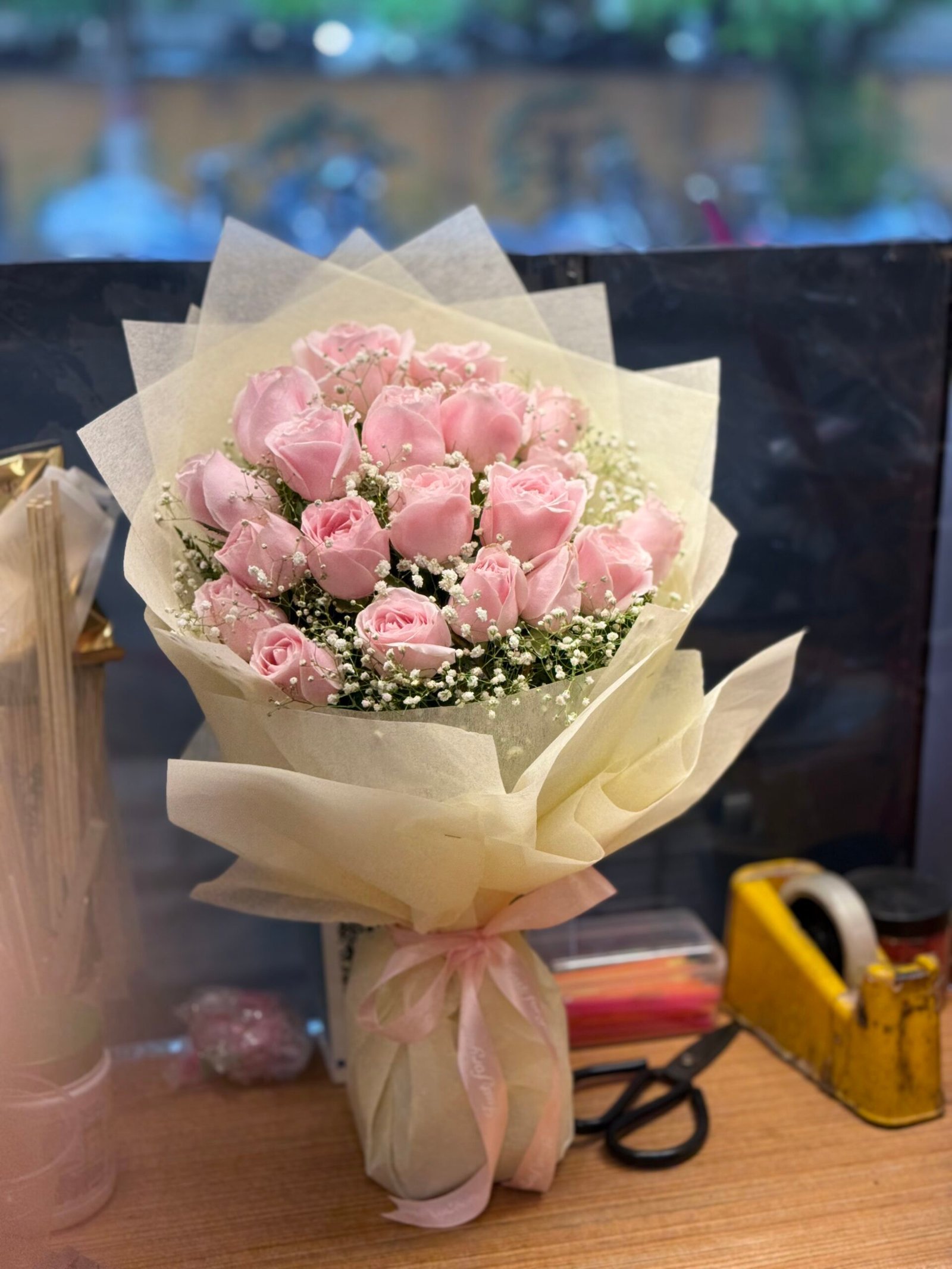Bright Pink Roses Bouquet-By PGA