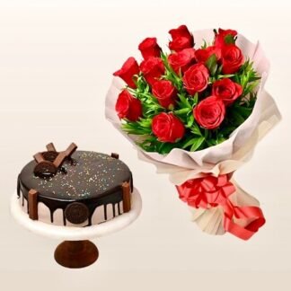 Red Roses n Chocolate Cake Combo
