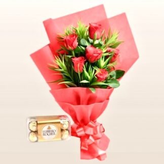 Red Roses n Ferrero Box