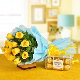Yellow Roses n Ferrero Rocher Box-By PGA