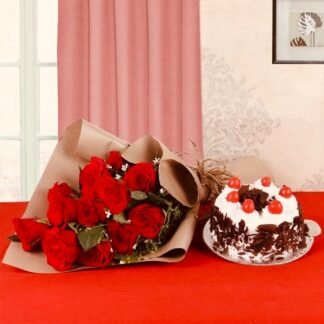 Red Roses n Black-forest cake