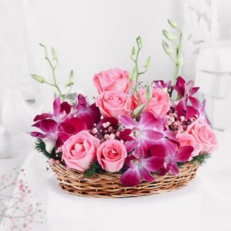 Orchids n Roses Basket