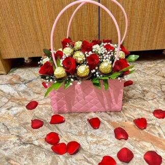 Roses n Chocolate in Pink Handle Bag-By PGA