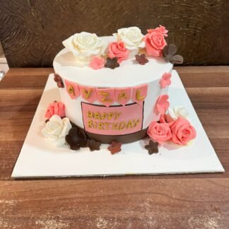 White & Pink Floral Chocolate Cake-1 Kg