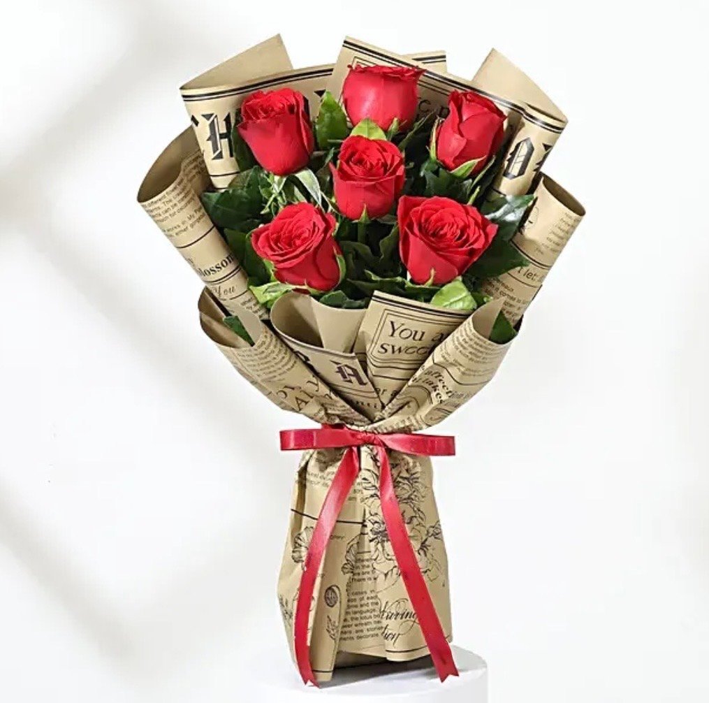 Love In Print Red Rose Bouquet