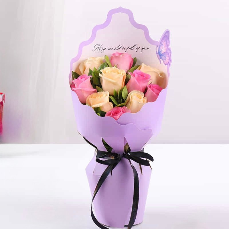 Mix Roses in Purple Sleeve