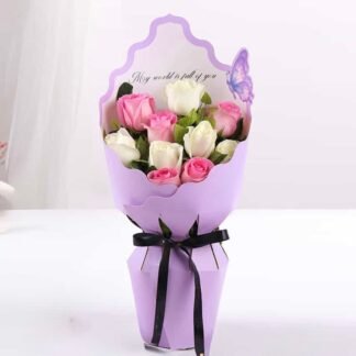 White n Pink Roses in Sleeve