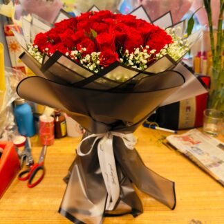 100 Premium Red Roses Bouquet-By PGA