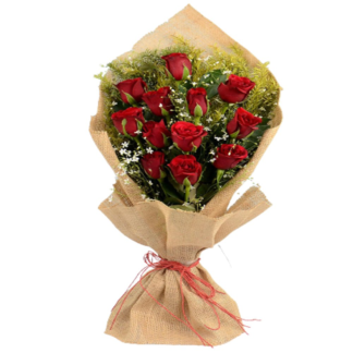 Red Roses in Jute