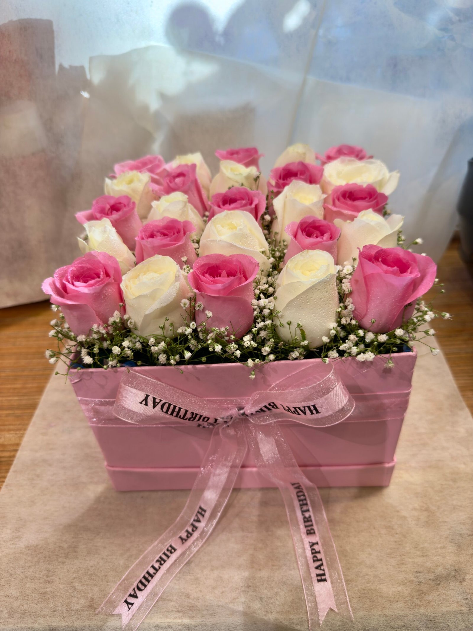 Pink & White Roses Box-By PGA