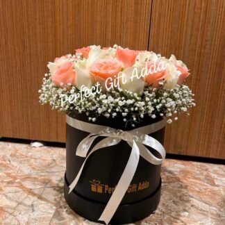 White n Pink mix Roses Box Arrangement