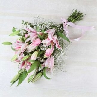 6 Pink Oriental Lillies Bouquet
