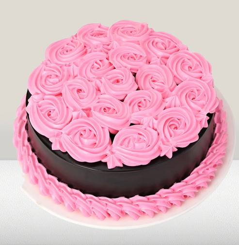 1 Kg Pink Rosette Chocolate Cake