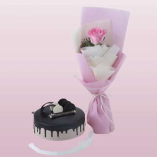 Pink Rose & Chocolate Cake Combo